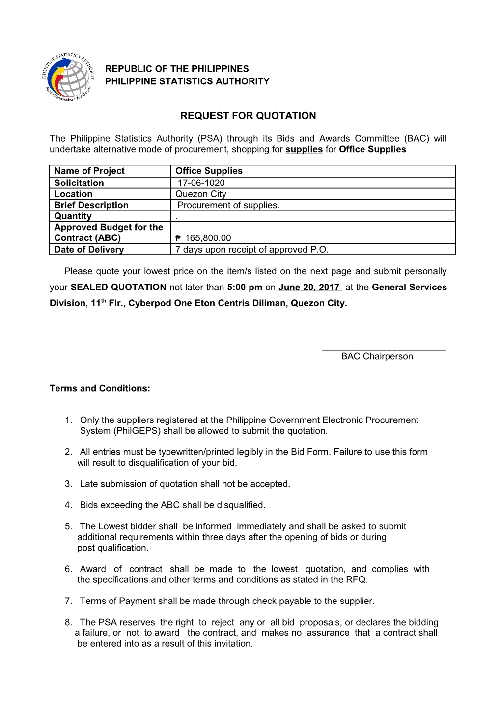 Request for Quotation s17