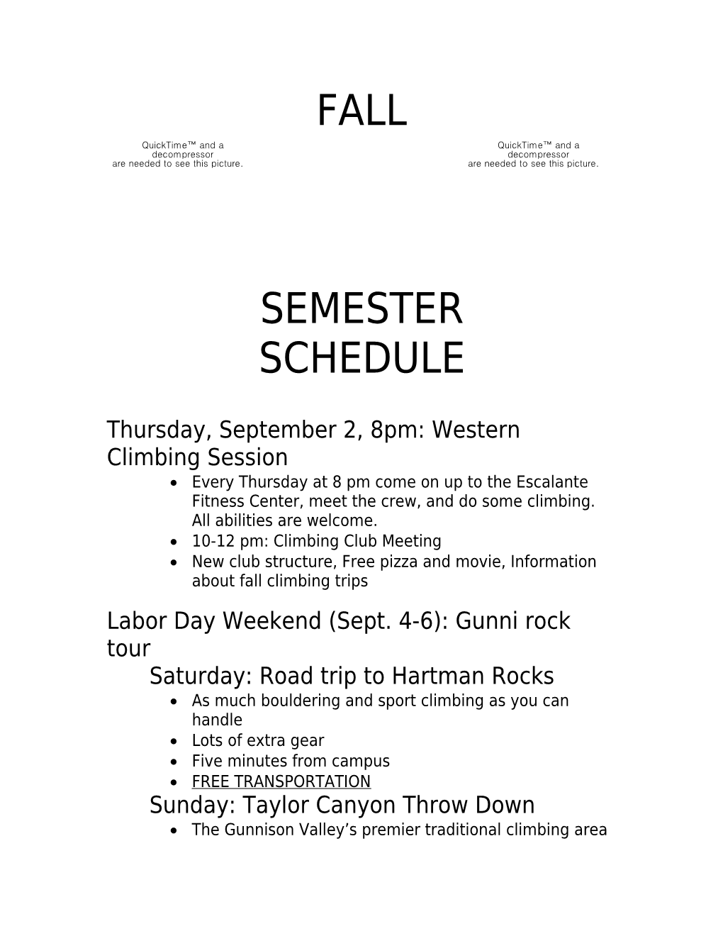 Thursday, September 2, 8Pm: Western Climbing Session