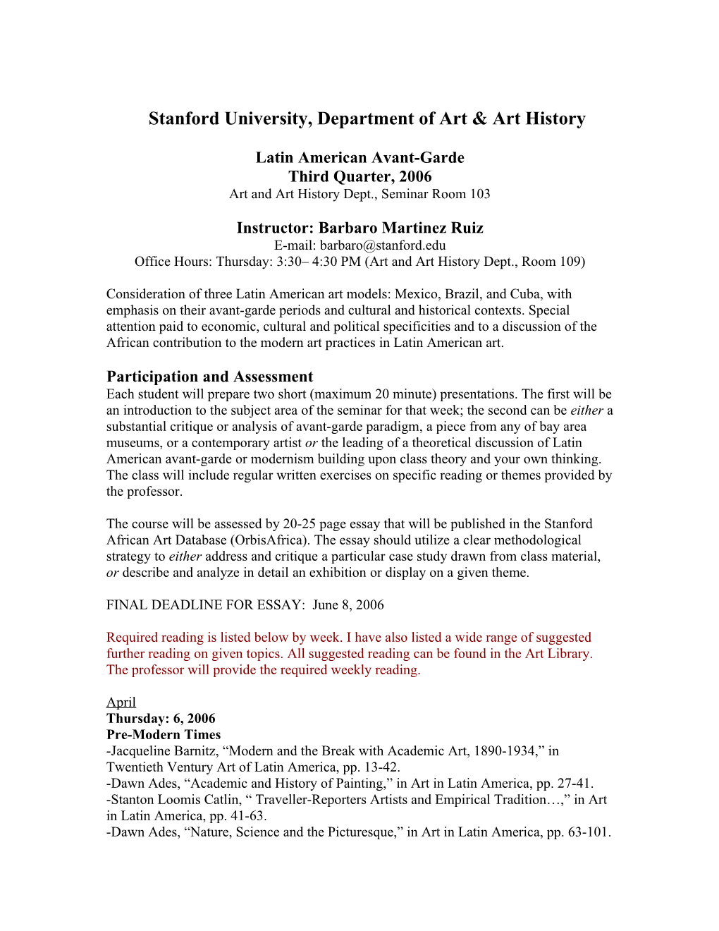 Stanford University, Department of Art & Art History