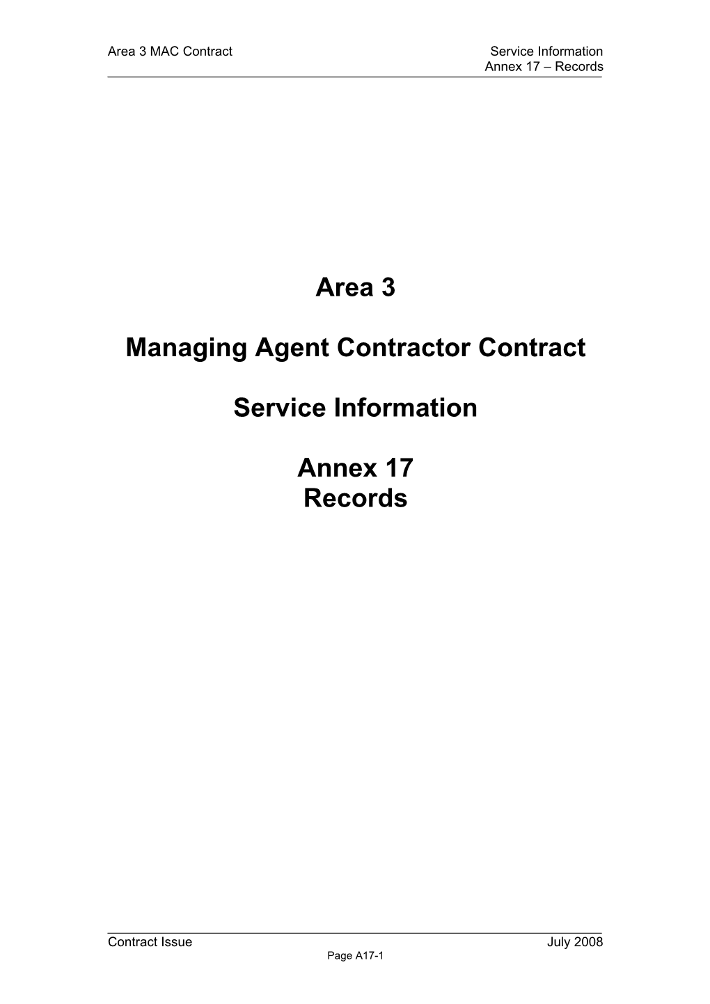 MAC Model Service Information Annex 17