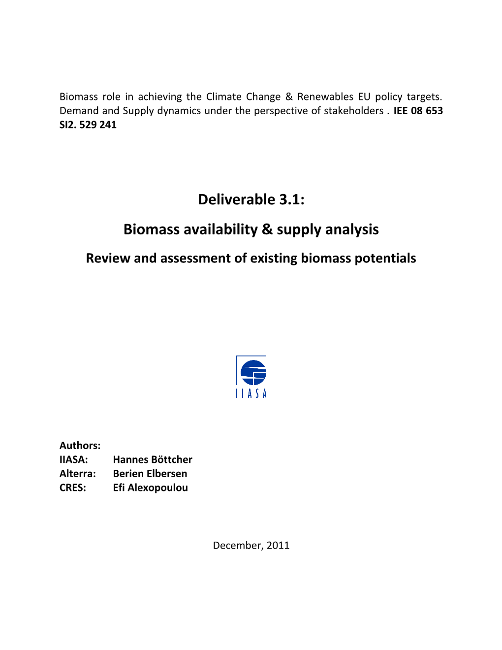 Biomass Availability & Supply Analysis