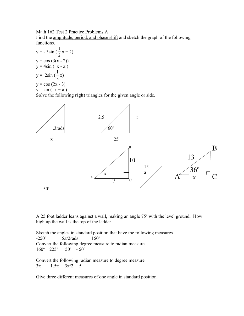 Math 162 Test 2 Practice Problems A