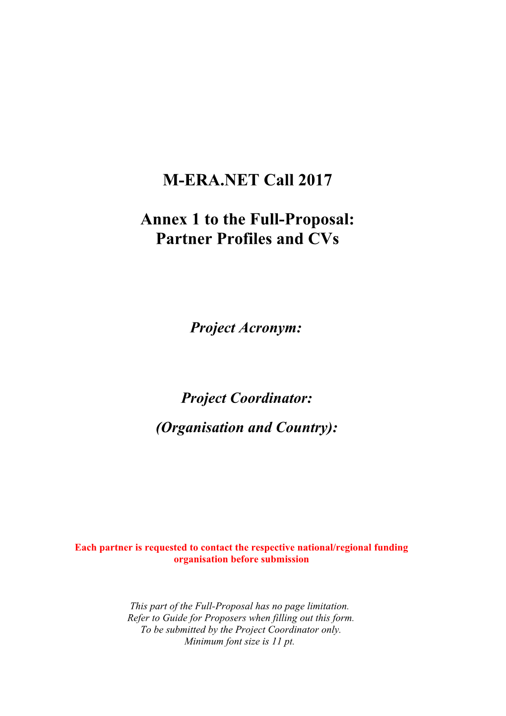 Annex 1 to the Full-Proposal