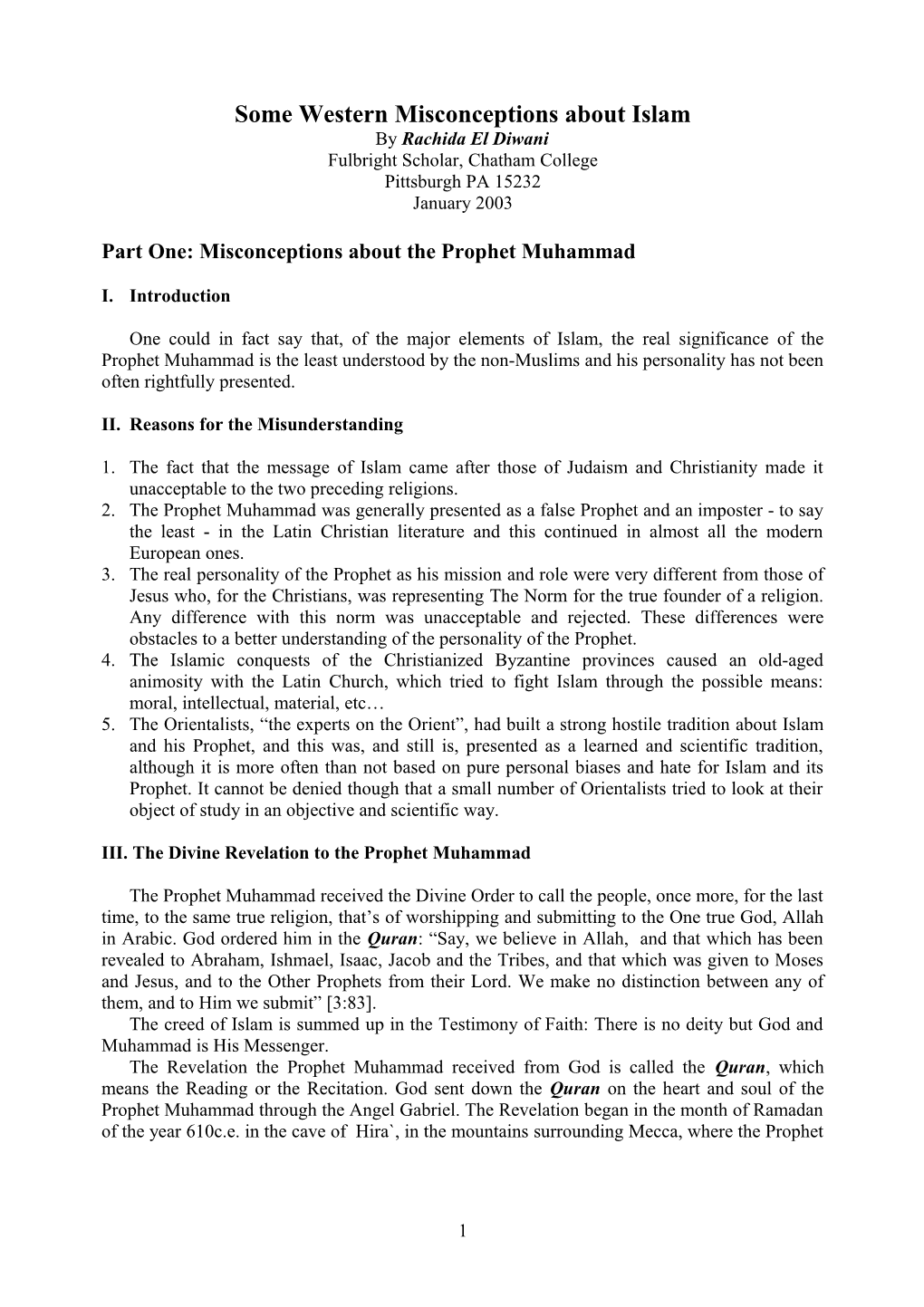 Misconceptions About The Prophet Muhammad