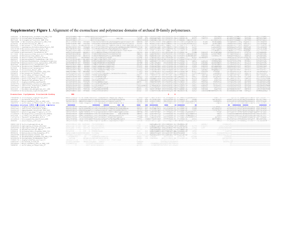 Supplementary Figure 1. Alignment of the Exonuclease and Polymerase Domains of Archaeal