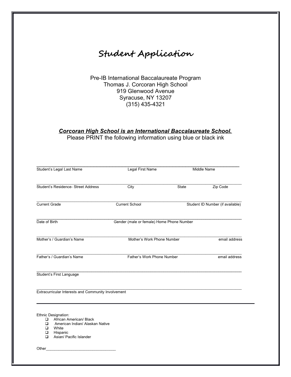 Student Application