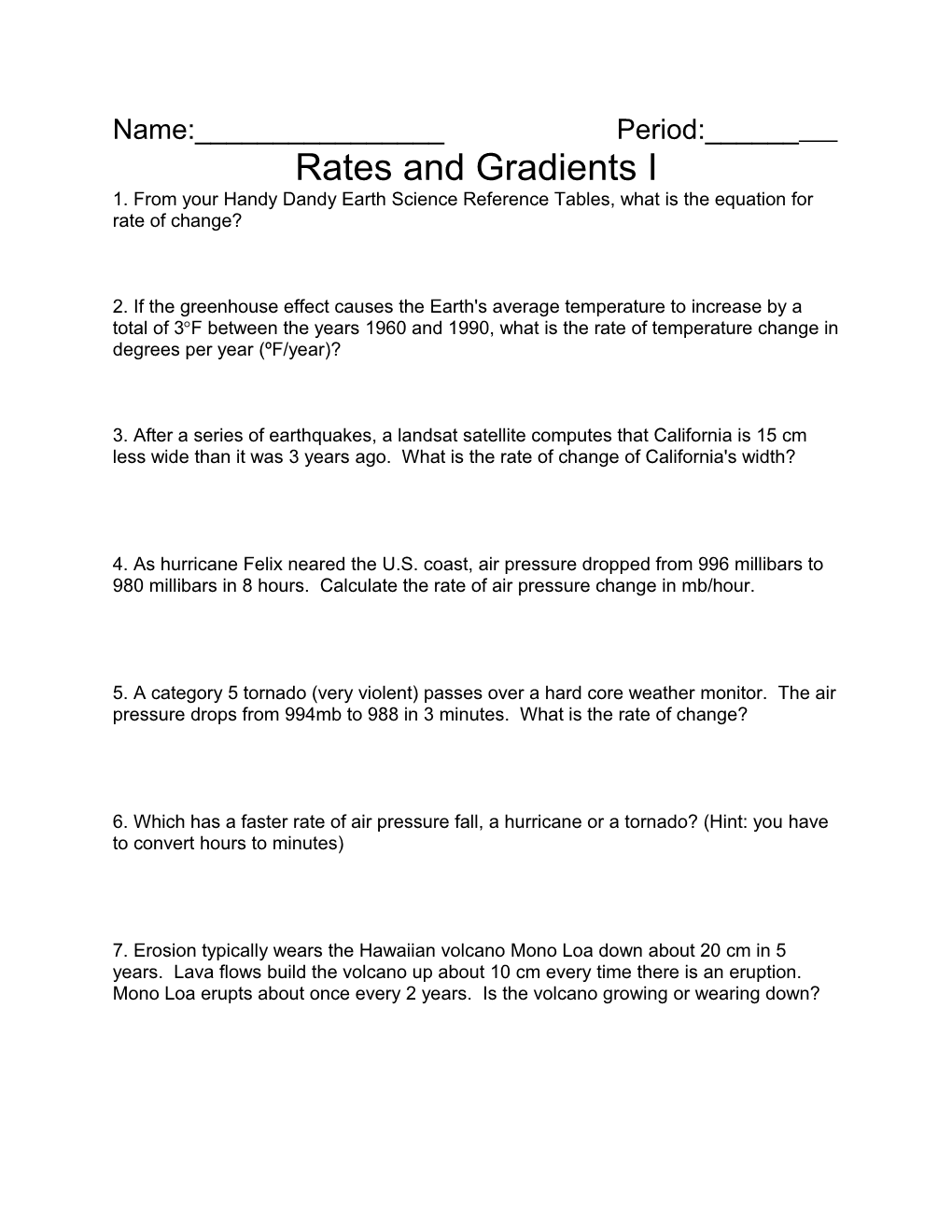 Rates and Gradients I