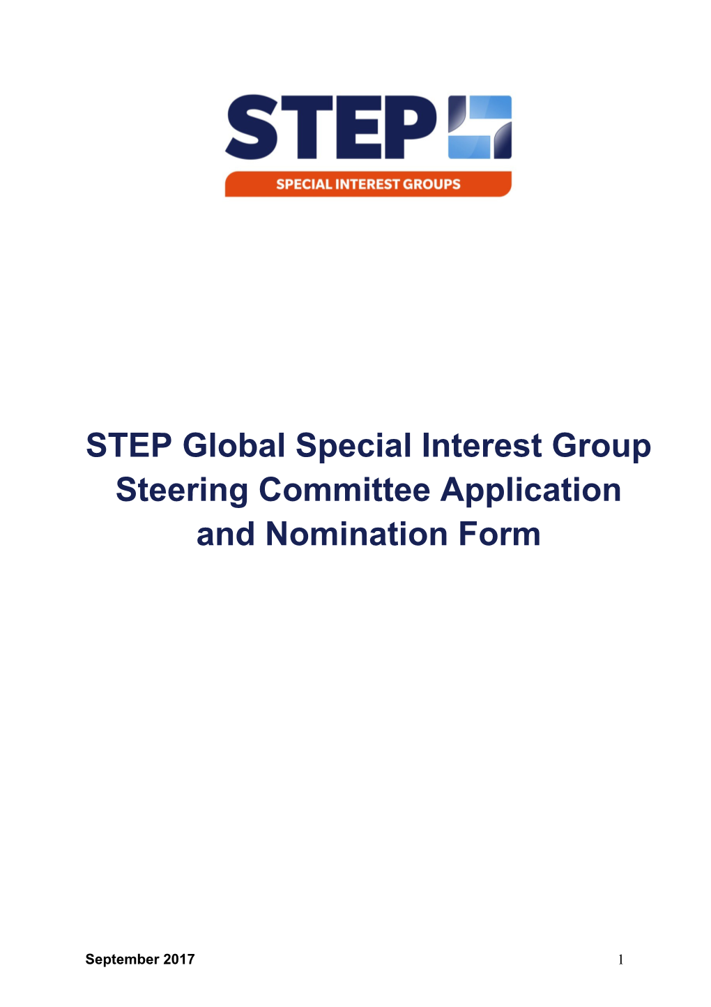 STEP Global Special Interest Group Steering Committee Application and Nomination Form