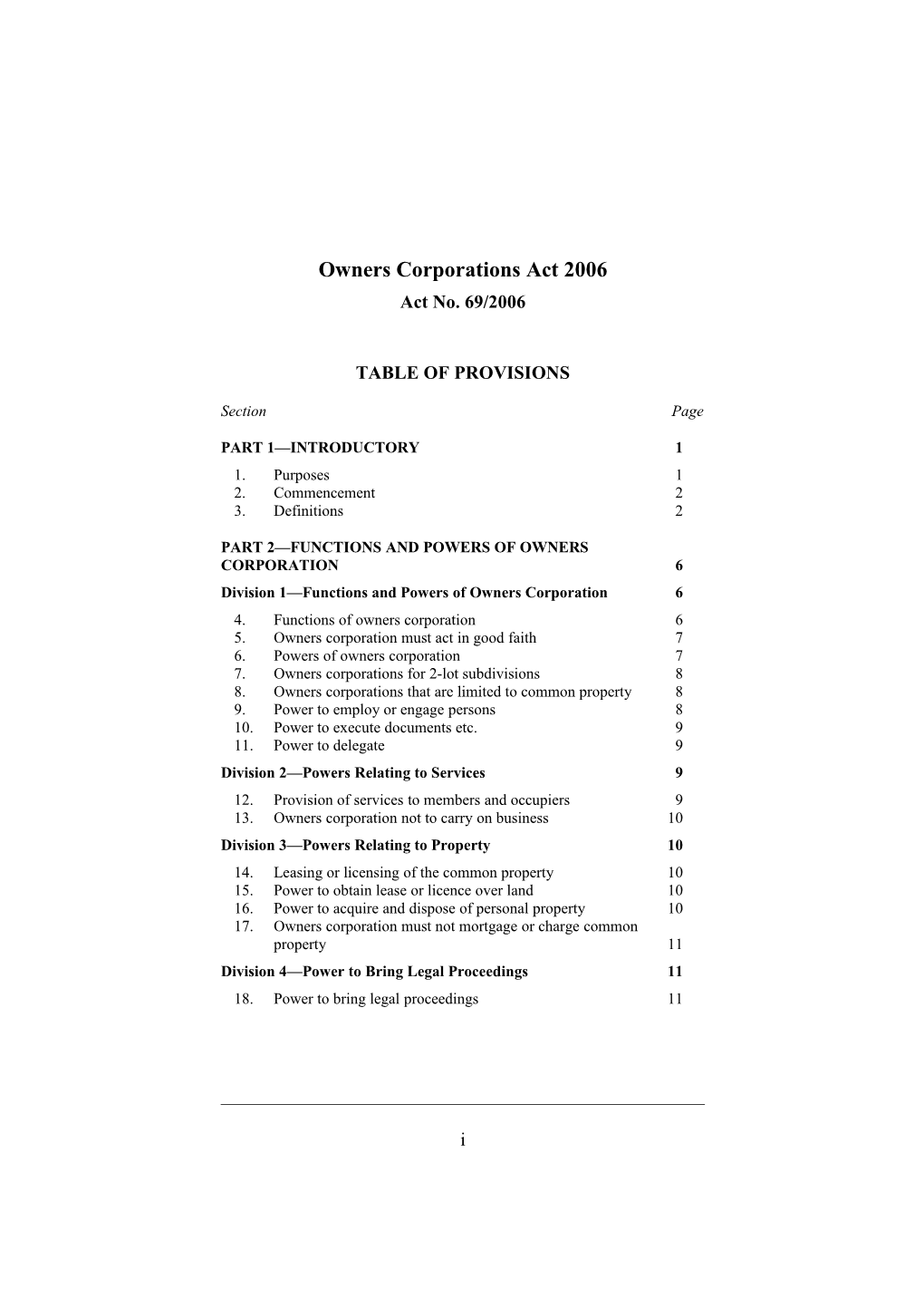 Owners Corporations Act 2006