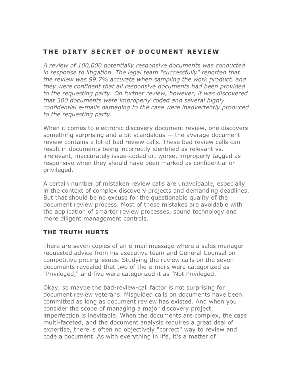 The Dirty Secret Of Document Review