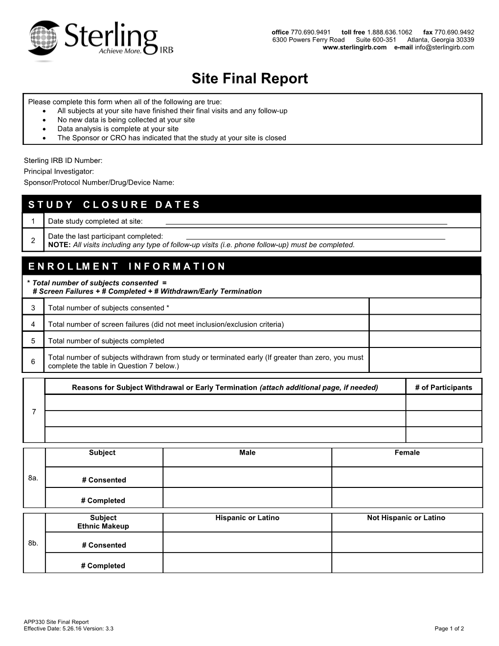 Sterling Institutional Review Board