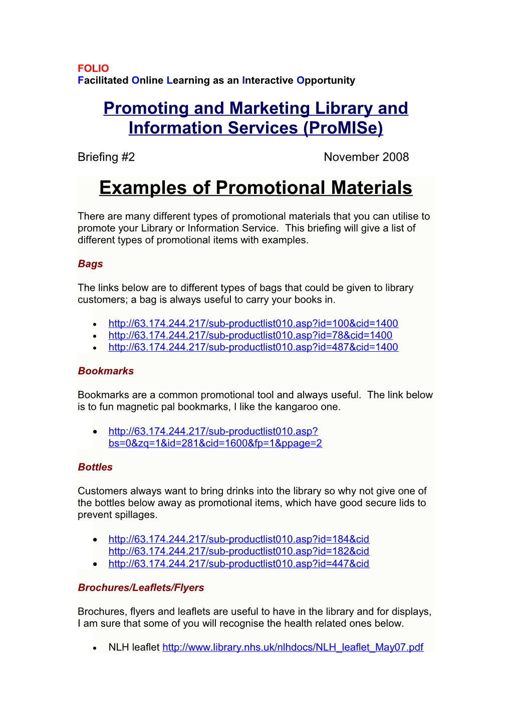 Examples of Promotional Materials s1
