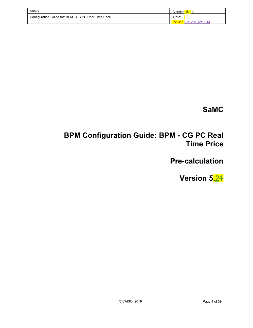 BPM - CG PC Real Time Price