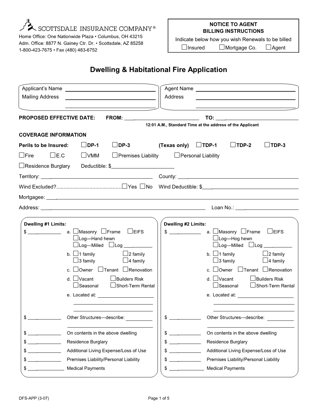 Dwelling & Habitational Fire Application s1