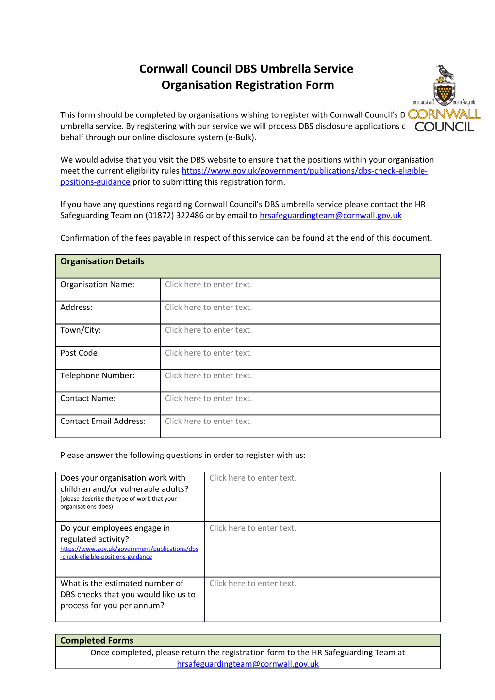 Organisation Registration Form