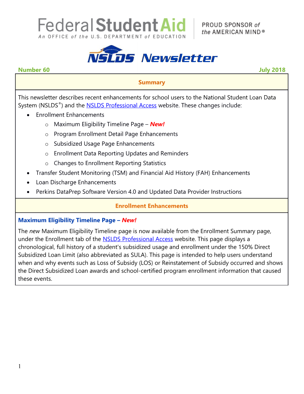Feb Release NSLDS Newsletter