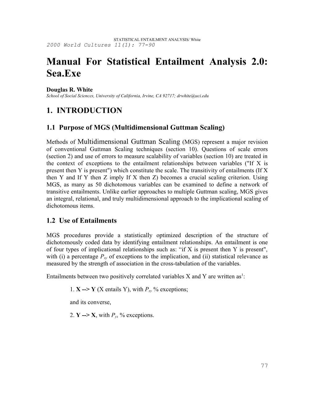 Manual for Statistical Entailment Analysis 2.0: Sea.Exe