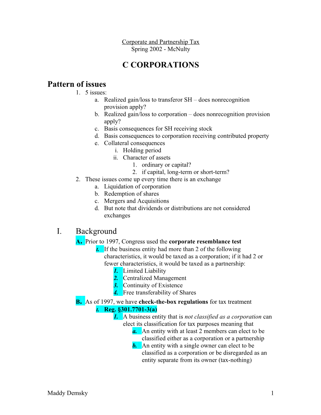 Corporate and Partnership Tax