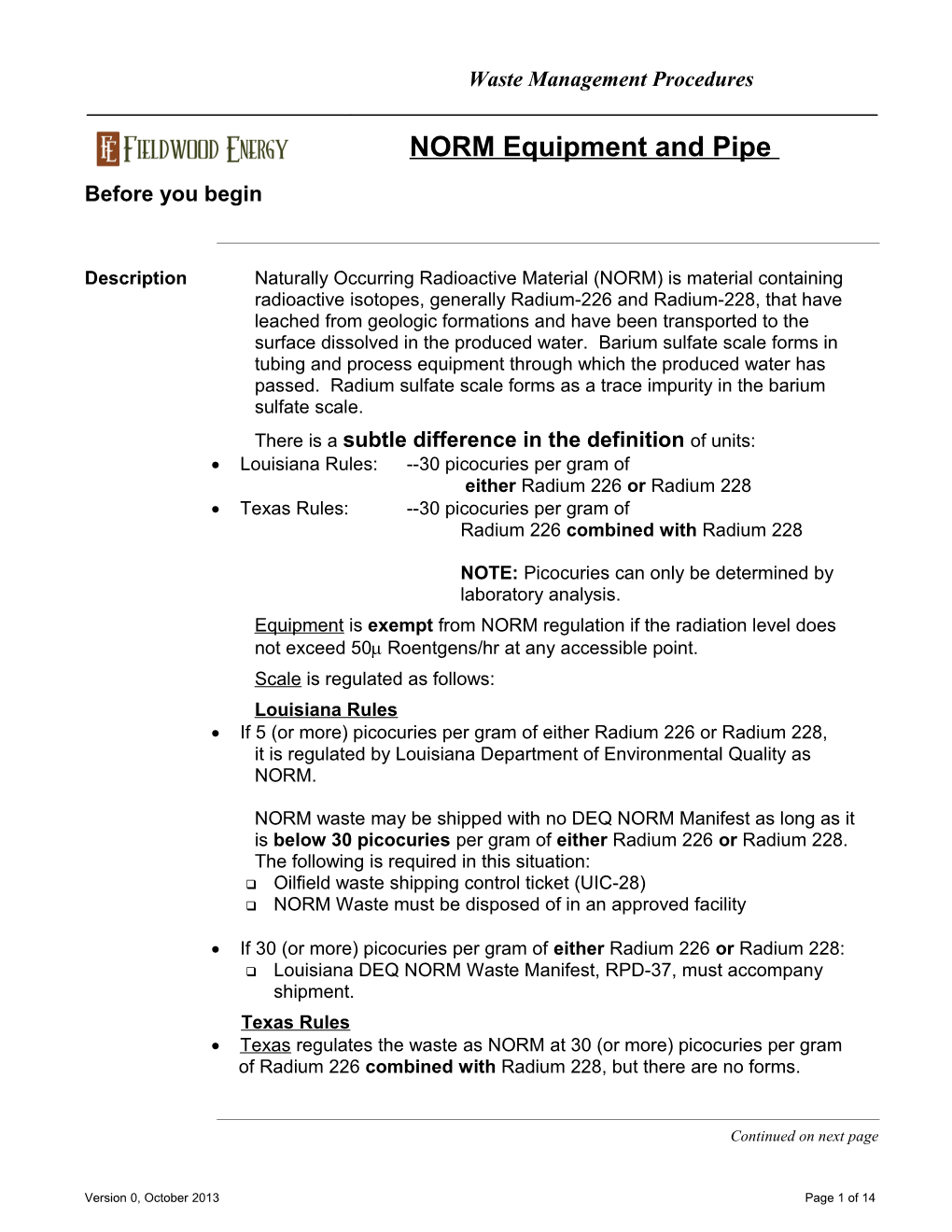 NORM Produced Sand and Solids