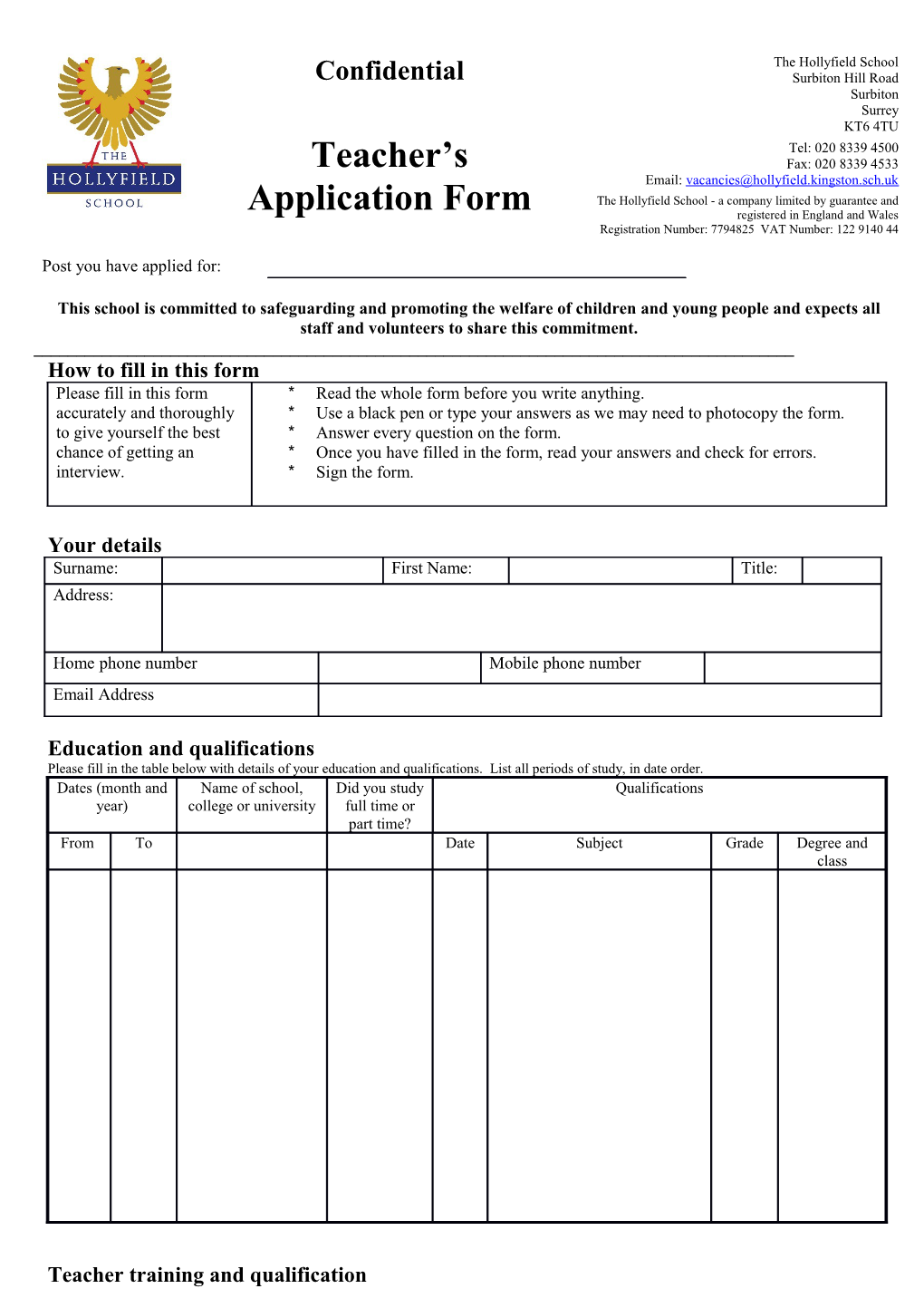 How to Fill in This Form