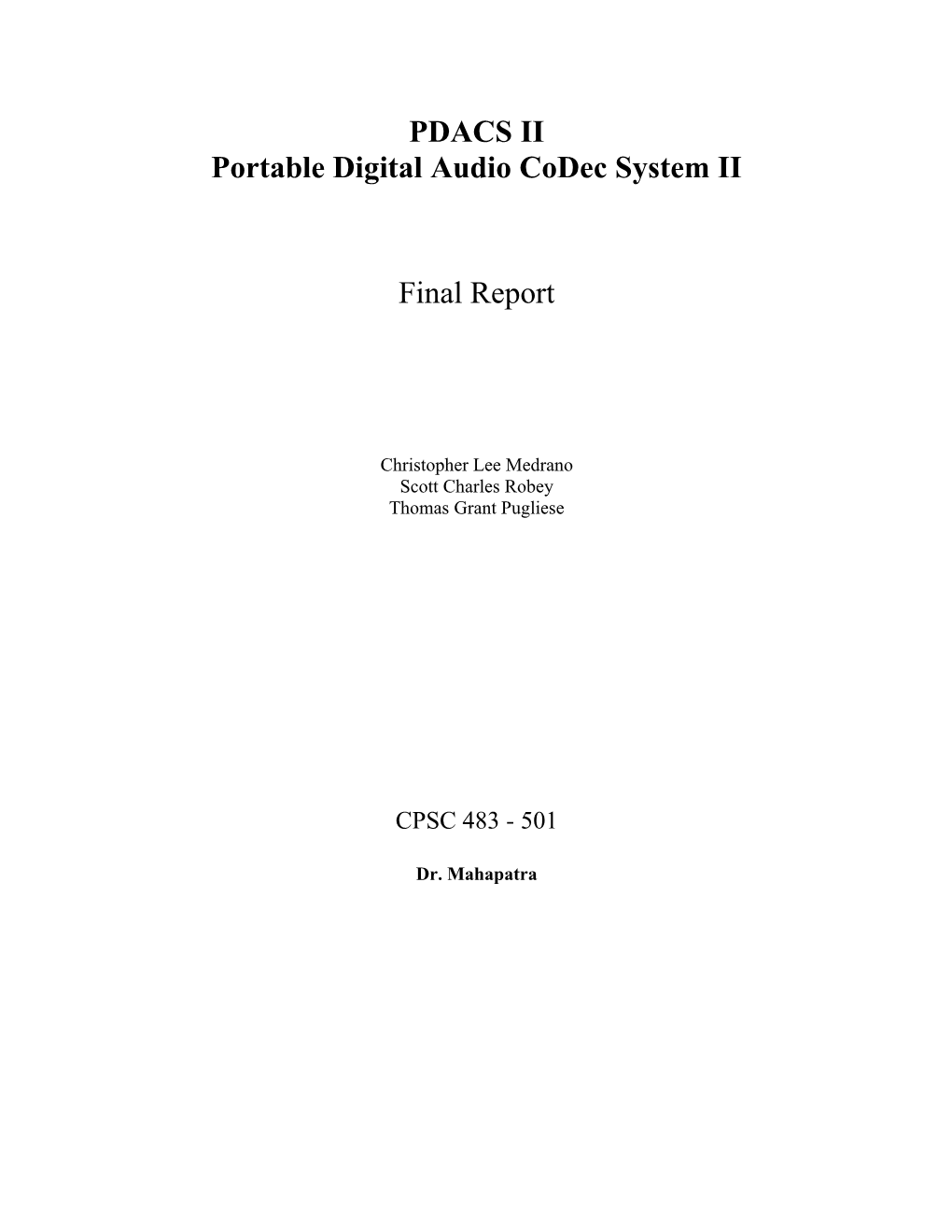 Portable Digital Audio Codec System II