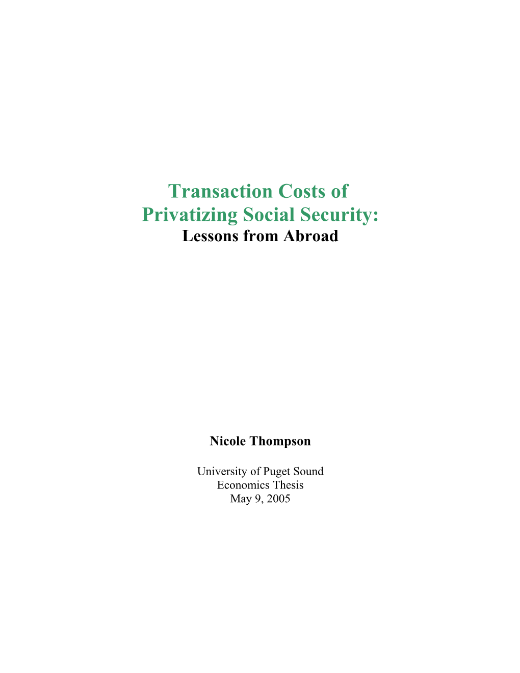 Transaction Costs Of