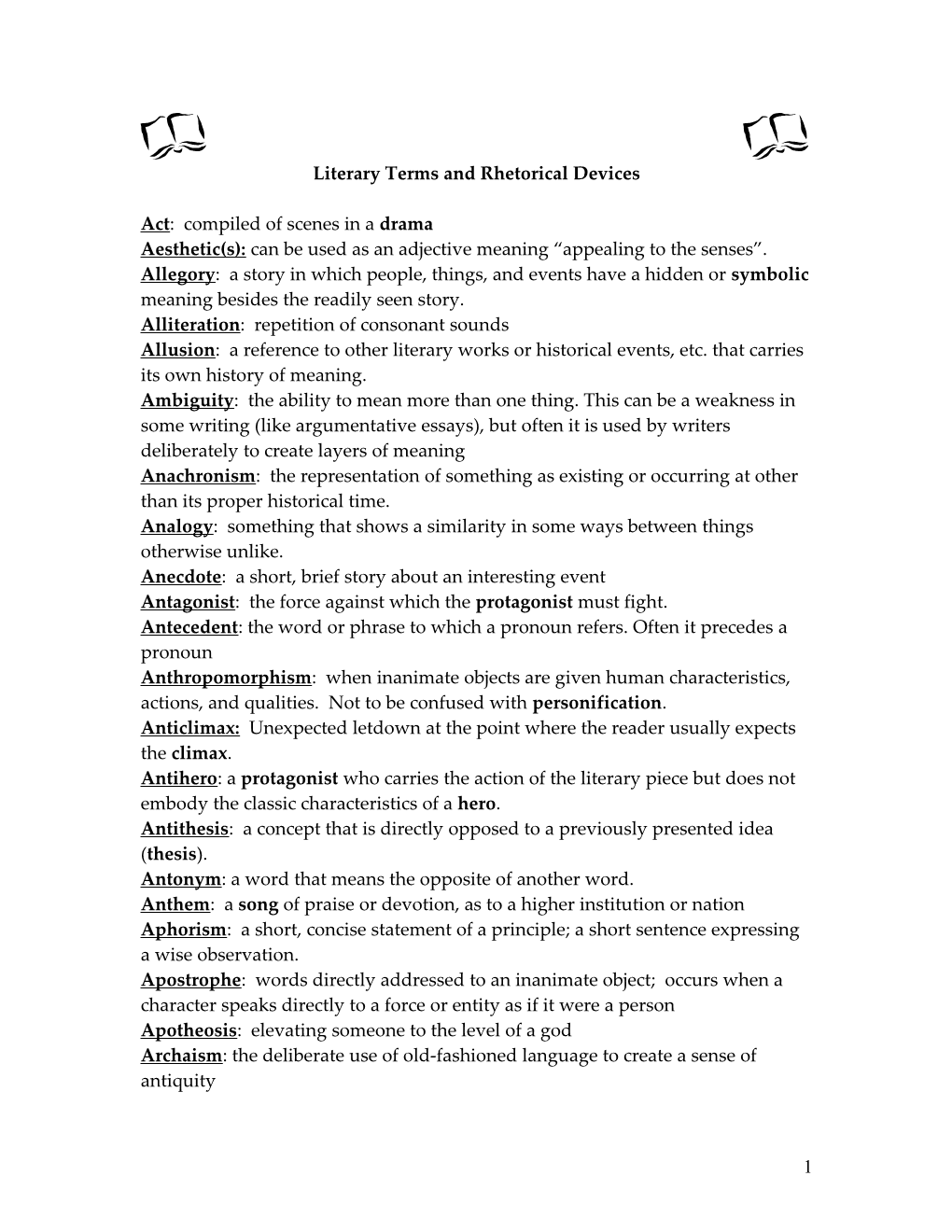 Literary Terms and Rhetorical Devices