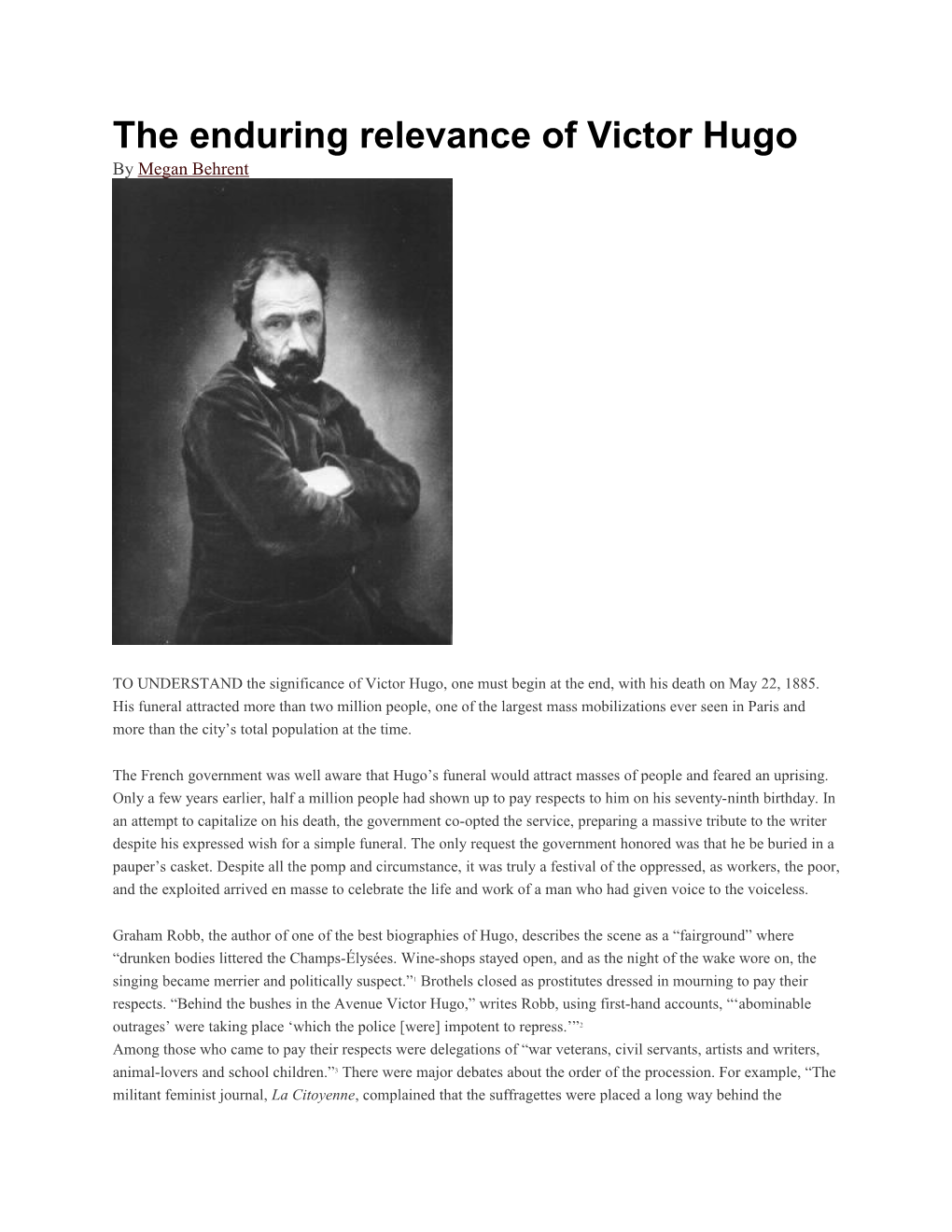 The Enduring Relevance of Victor Hugo