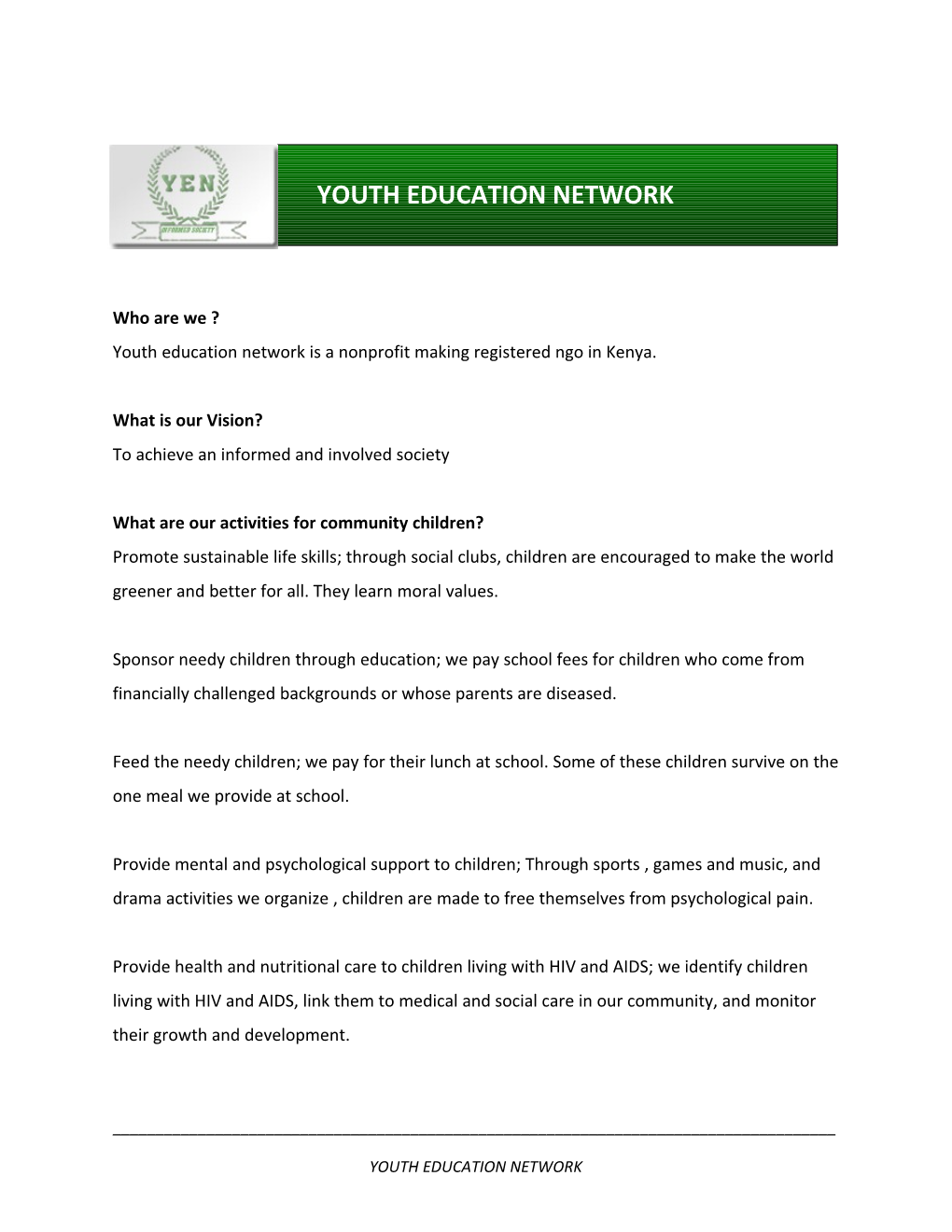 Youth Education Network Is a Nonprofit Making Registered Ngo in Kenya