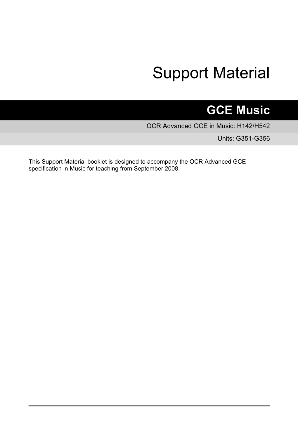 OCR Advanced GCE in Music: H142/H542