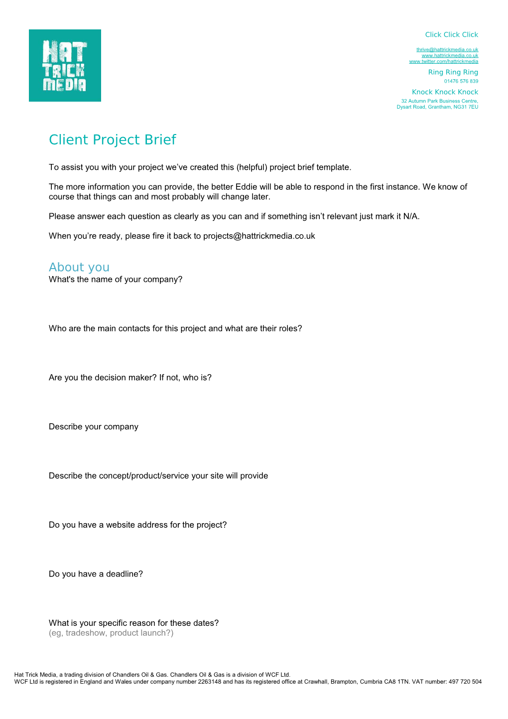 To Assist You with Your Project We Ve Created This (Helpful) Project Brief Template