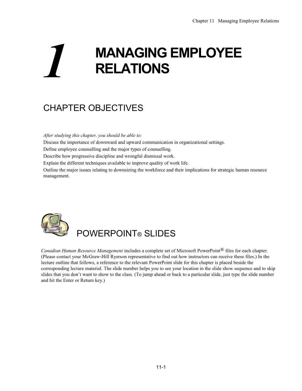 Chapter 11 Managing Employee Relations