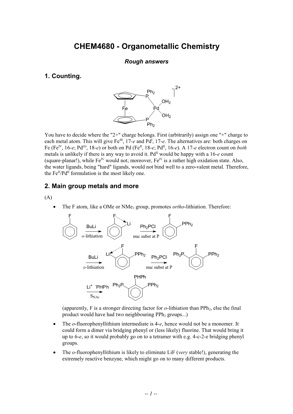 CHEM4680 - Organometallic Chemistry s1