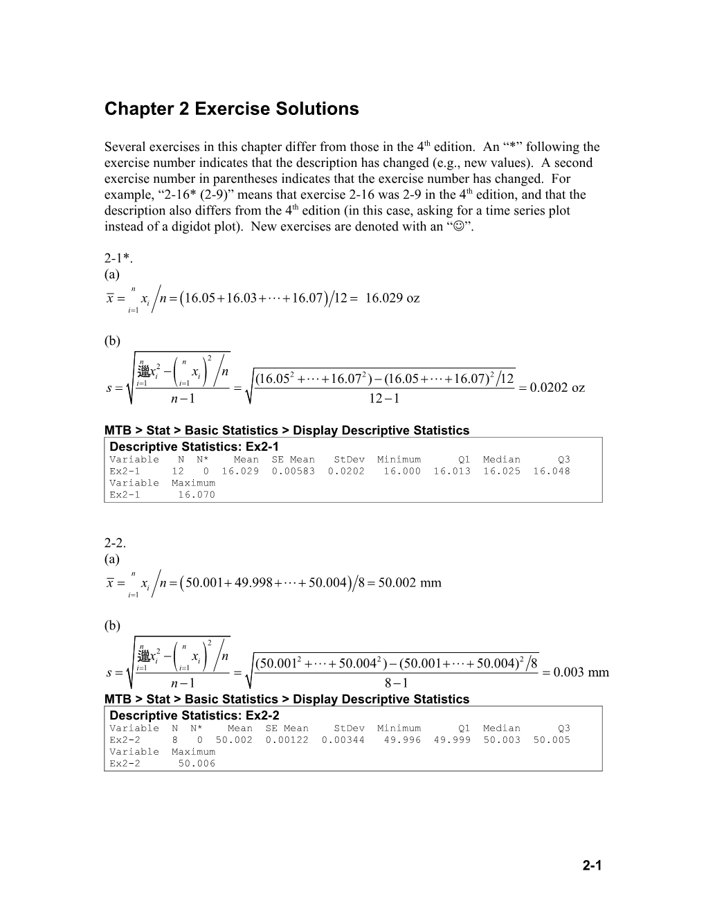 MTB &gt; Stat &gt; Basic Statistics &gt; Display Descriptive Statistics