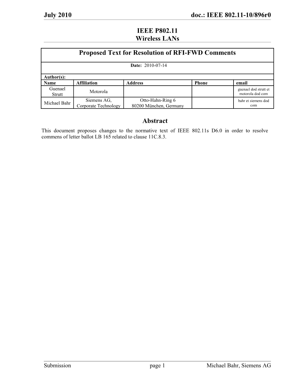 IEEE P802.11 Wireless Lans s101