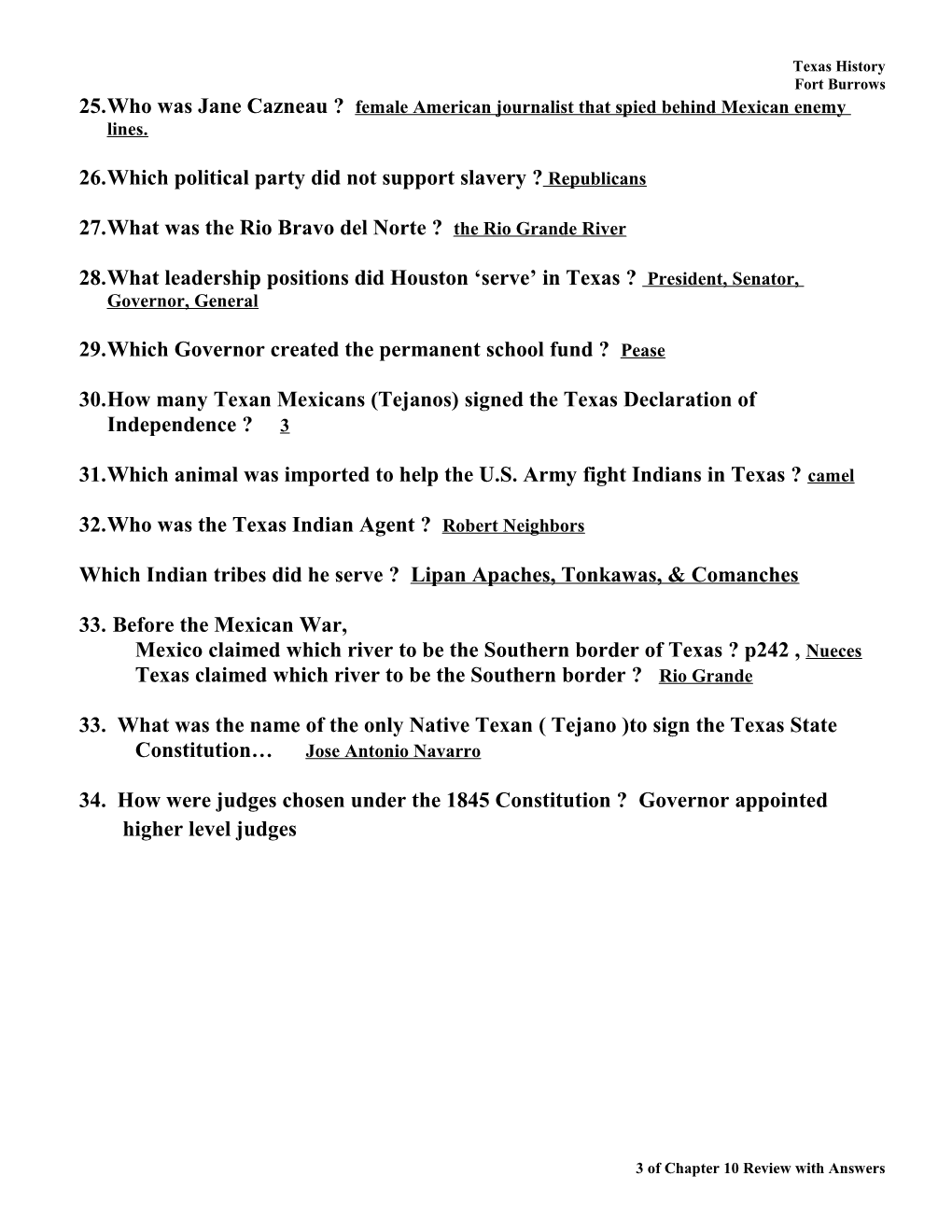 Chapter 10 Review with Answers