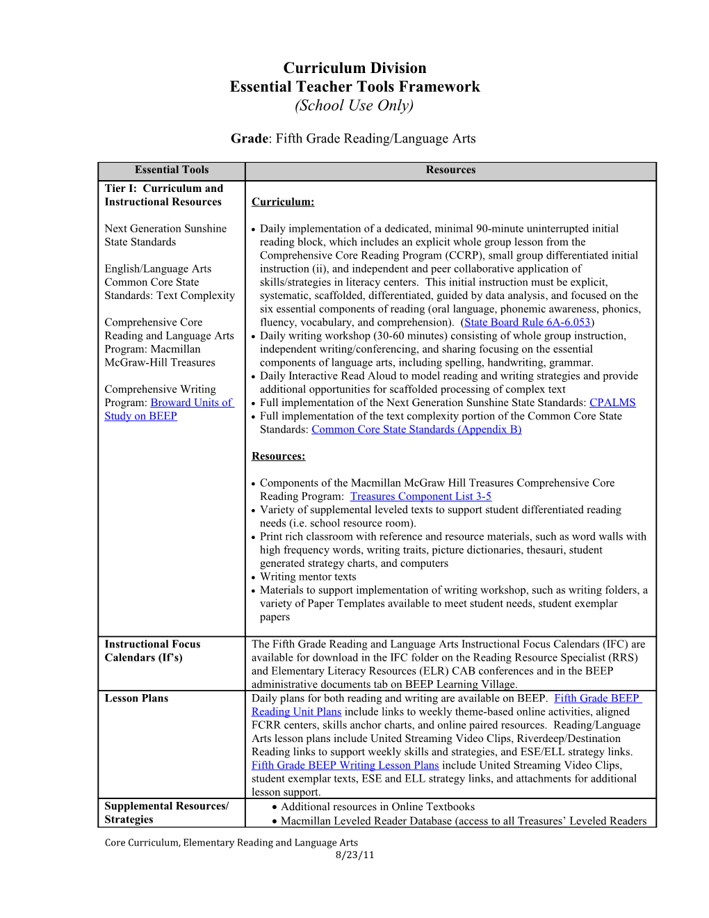 Essential Teacher Tools Framework