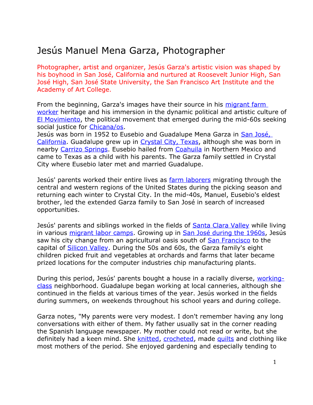 Jesús Manuel Mena Garza, Photographer Photographer, Artist and Organizer, Jesús Garza's