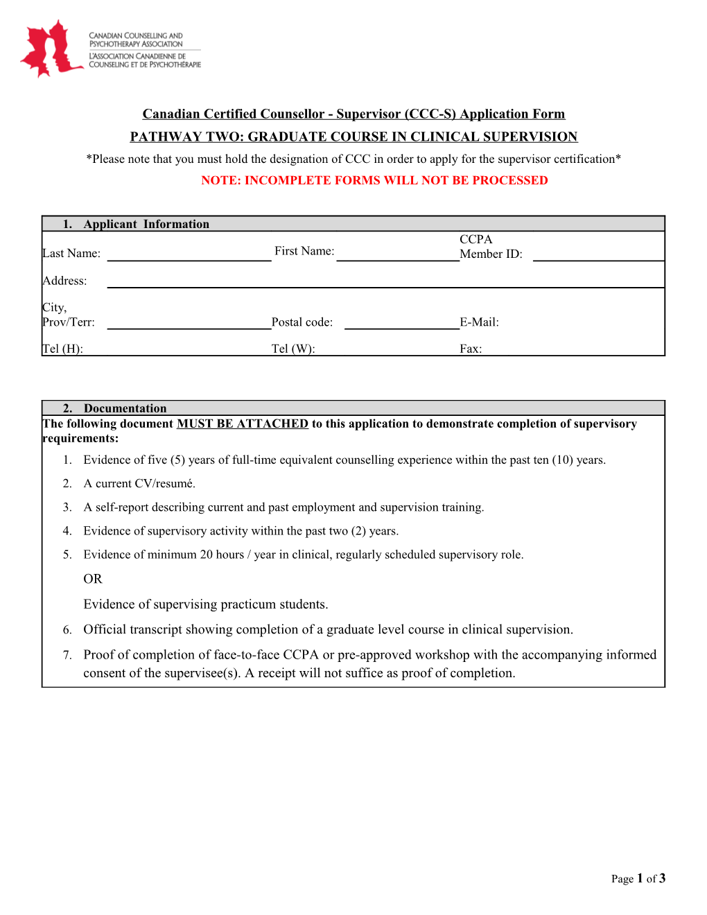 CCC Application Form