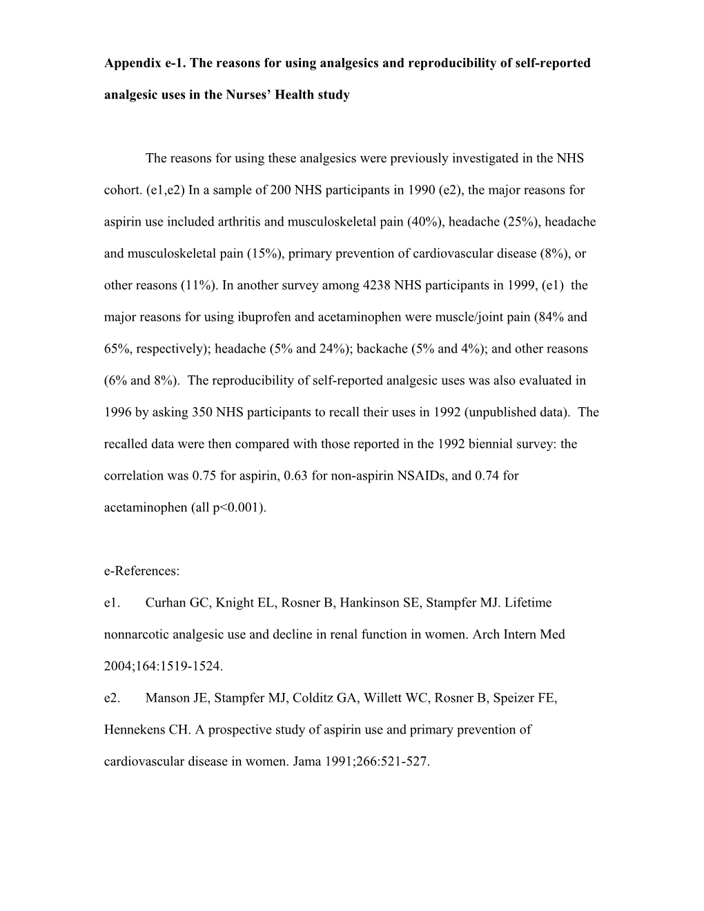 Appendix Published Epidemiological Studies of Nsaids Use and Risk of Parkinson S Disease