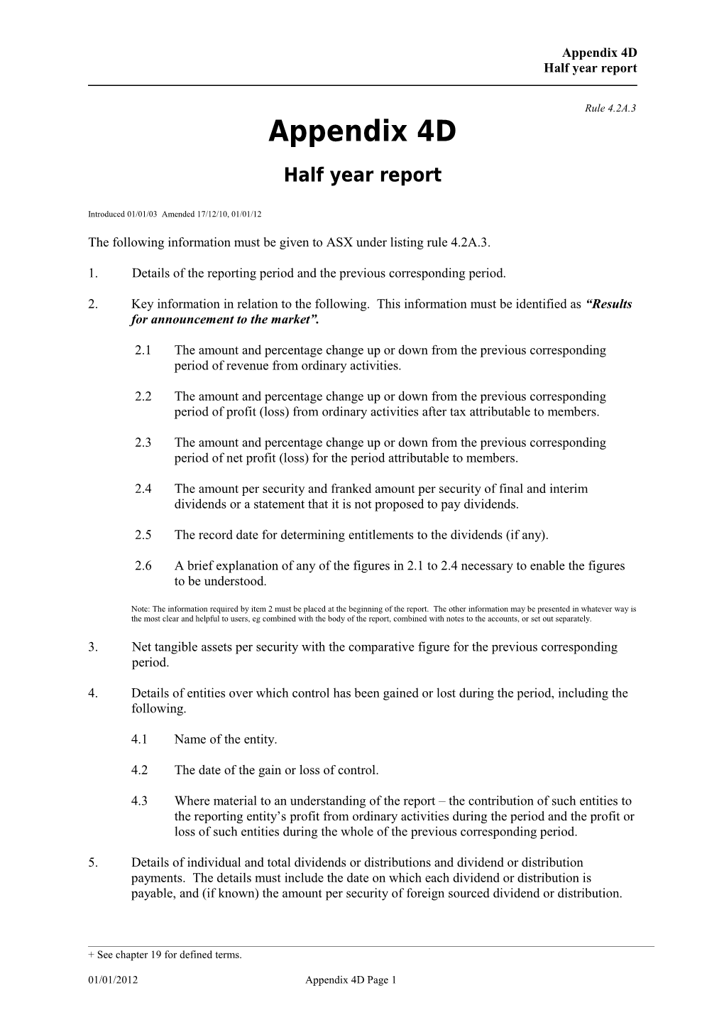 Half Year Report