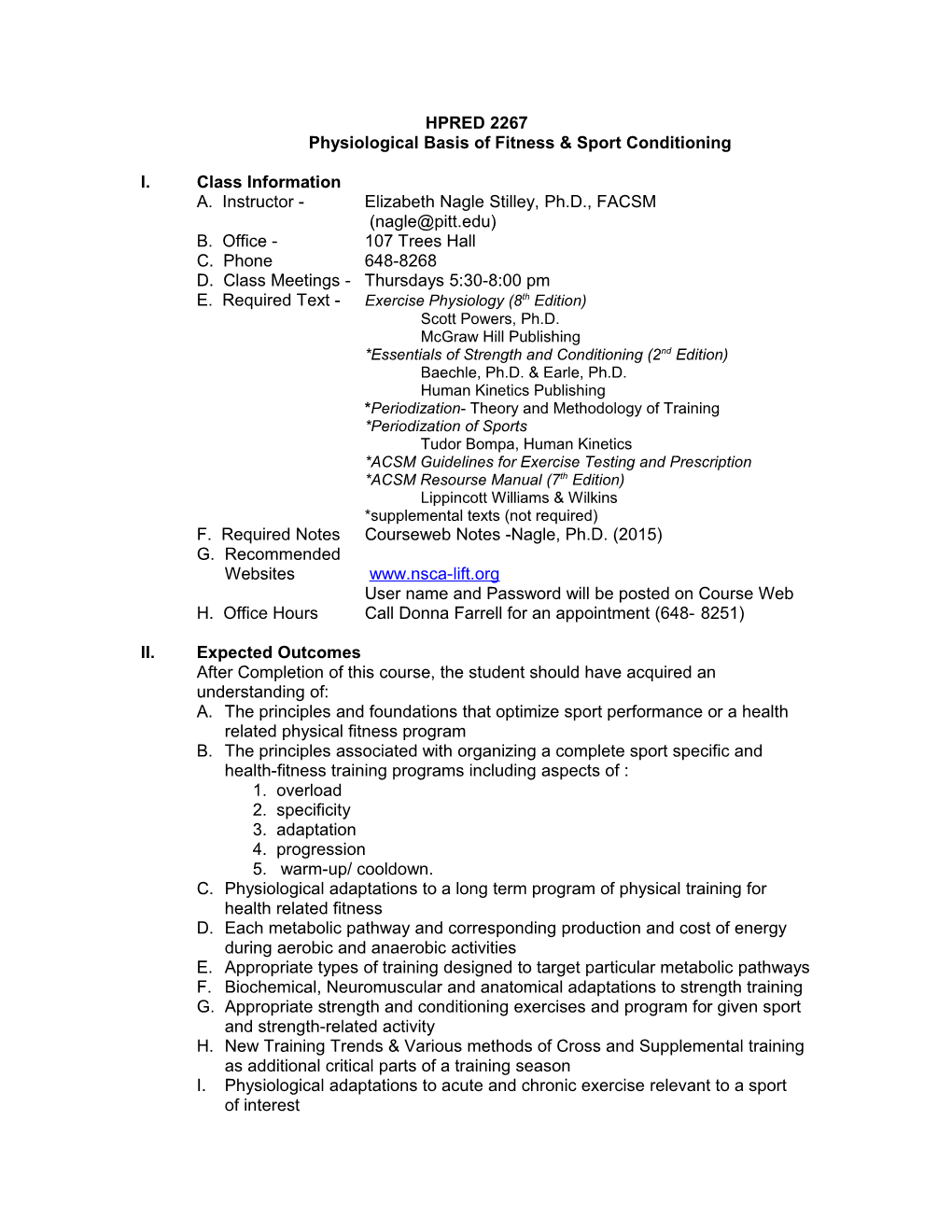 Physiological Basis of Fitness & Sport Conditioning