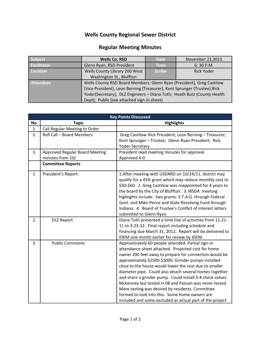 Wells County Regional Sewer District s1