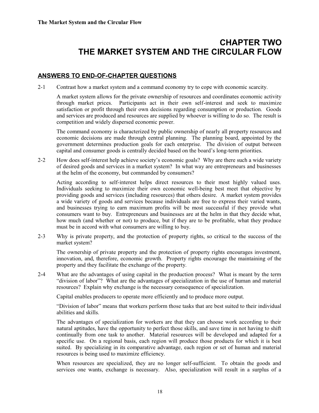 The Market System and the Circular Flow
