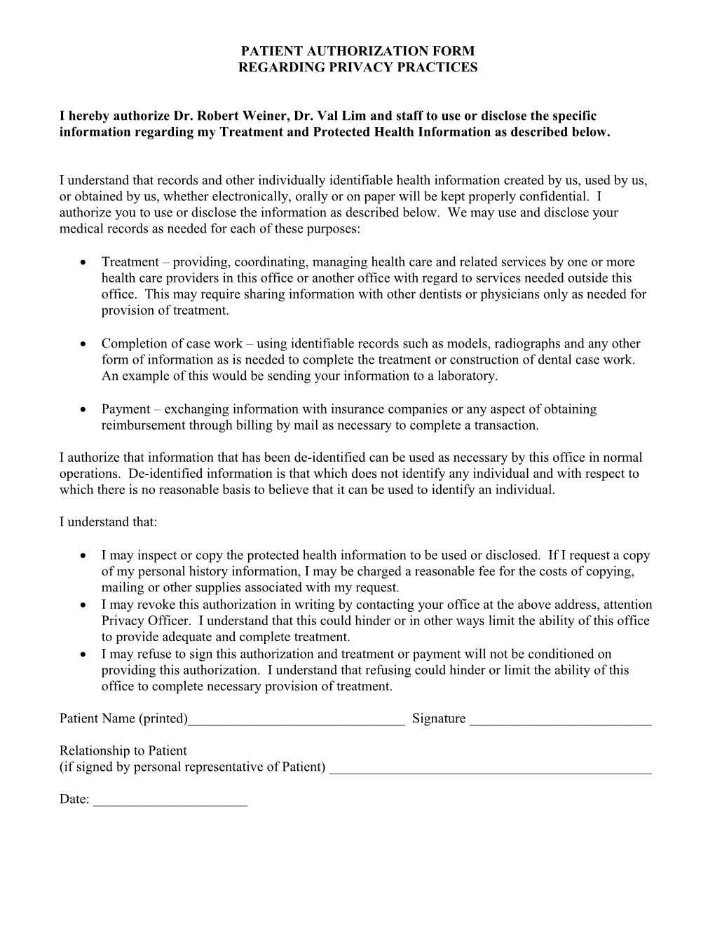 Patient Authorization Form s1