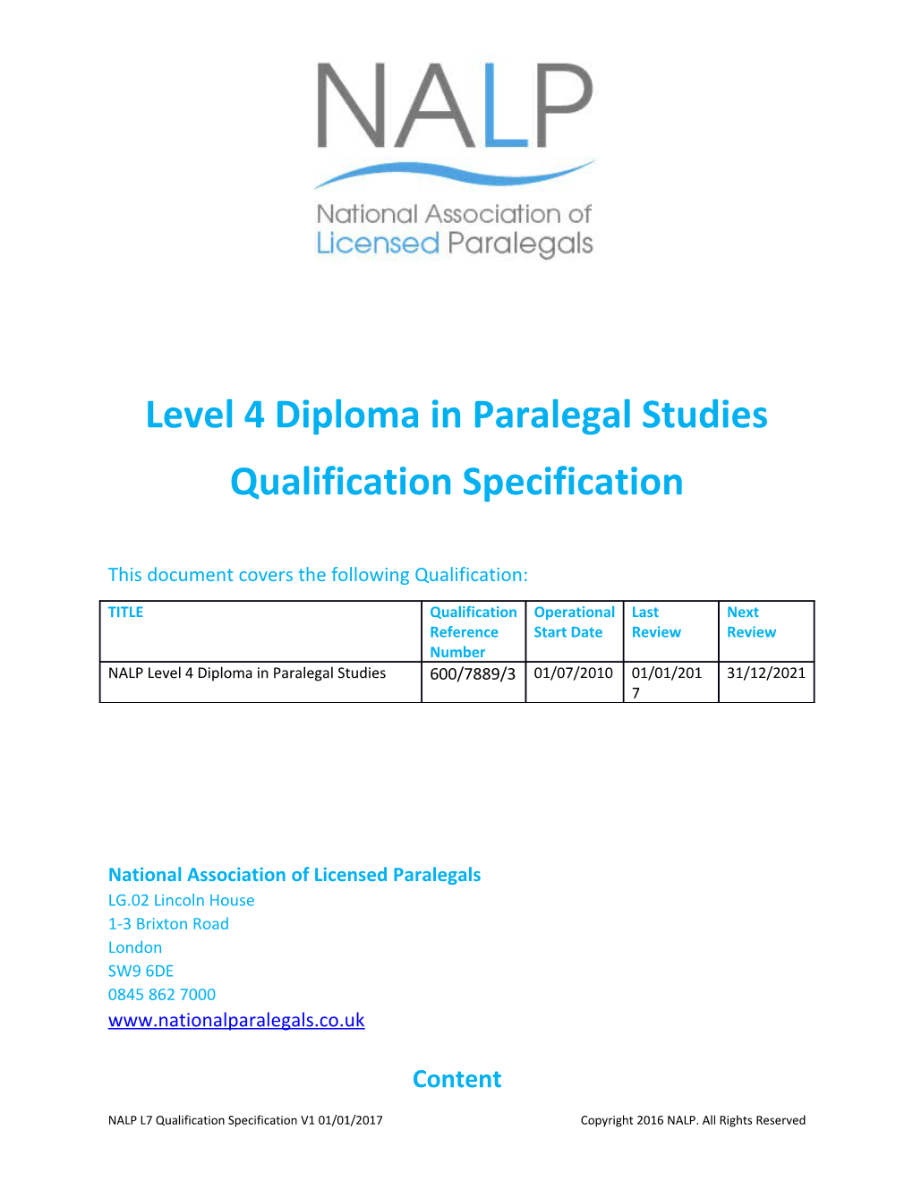 Level 4 Diploma in Paralegal Studies