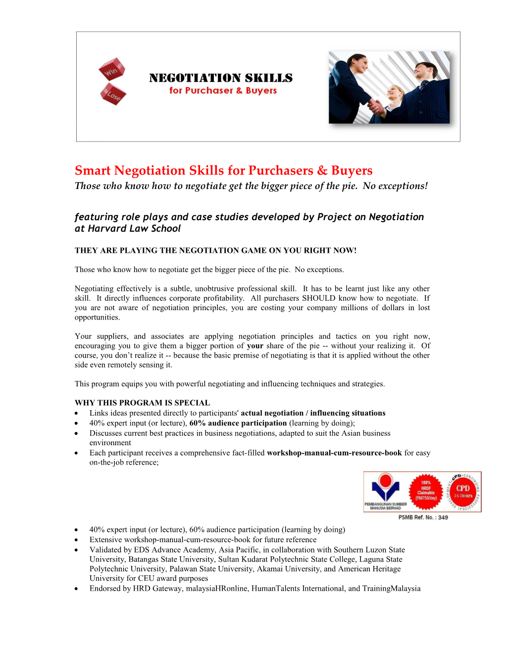 Smart Negotiation Skills for Purchasers & Buyers
