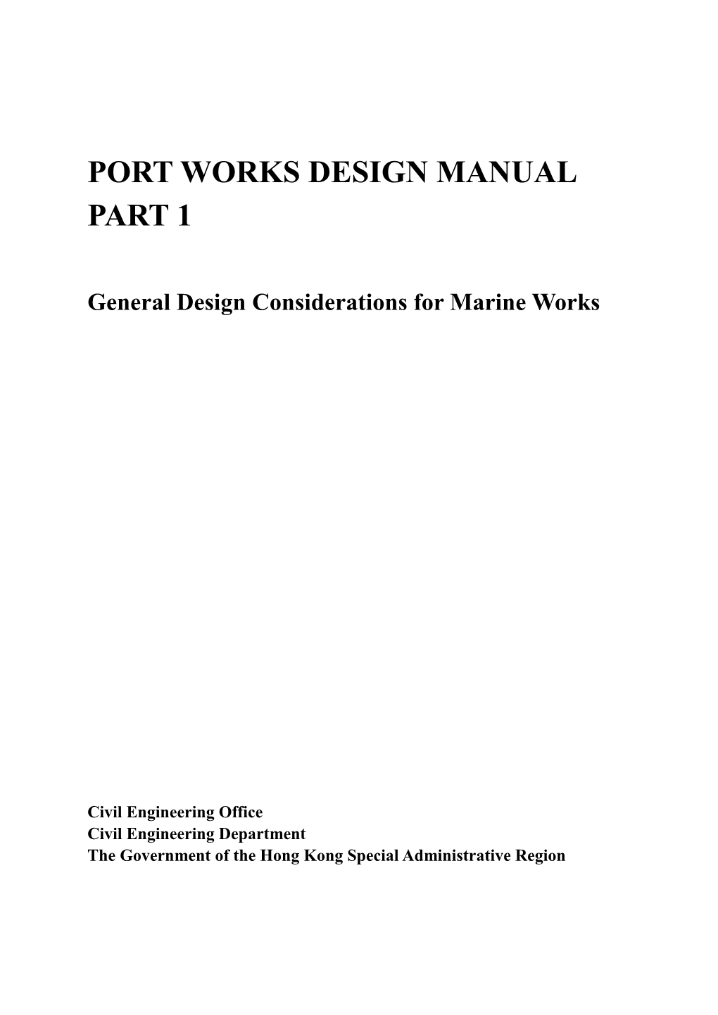 Part 1 – General Design Considerations For Marine Works