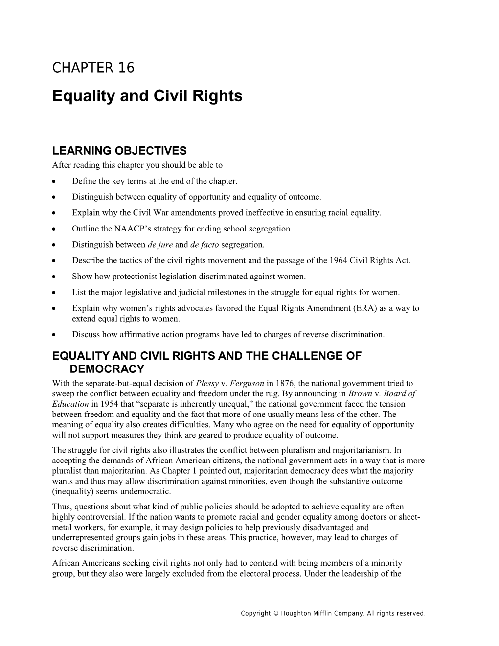 Chapter 16: Equality and Civil Rights 161