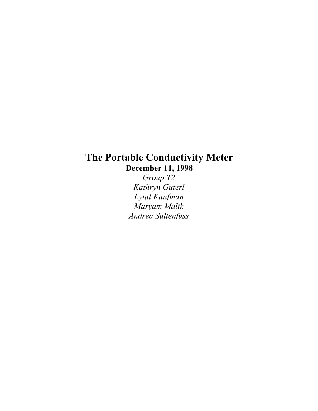 The Portable Conductivity Meter